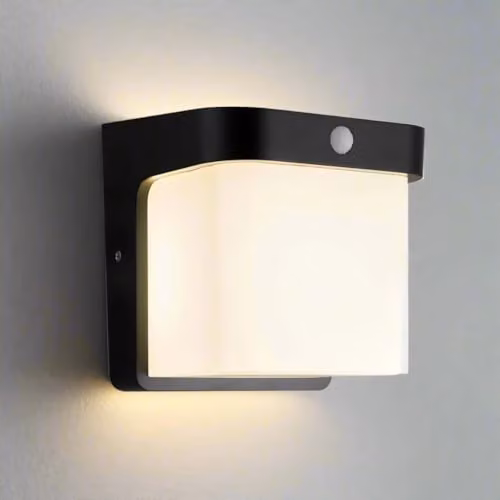 CGC Lighting Black Cube LED Outdoor Wall Light with PIR Motion Sensor, IP65 Waterproof, 4000K Cool White – 4