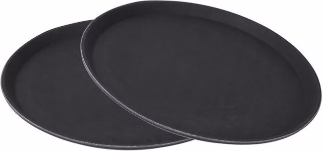NESTLUNE Anti-Slip Round Rubber Serving Tray in Black, Diameter: 15 cm