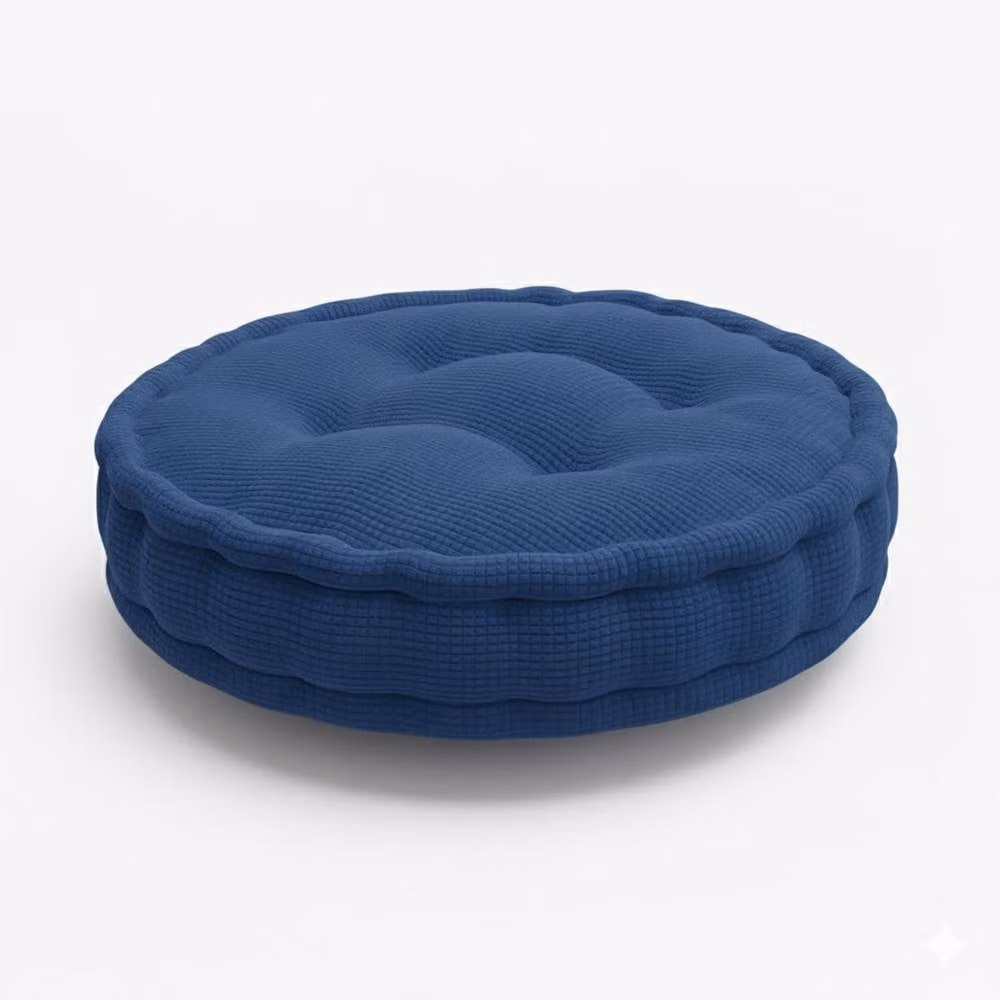 Snug City Round Teddy Fabric Booster Cushion in Blue, Diameter: 45 cm – 2