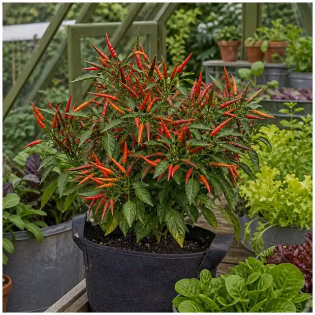 Plants By Post Thai Dragon Chilli Pepper Live Plant, Green to Red, 2L Grow Bag