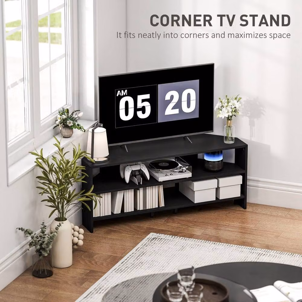 KORVIXA Minimalist Black Matt TV Unit with Media Compartments – 3