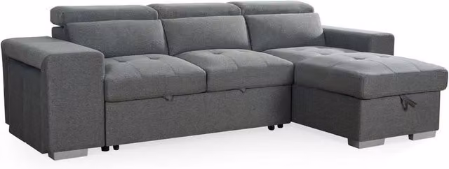 Beehive Furniture Amalfi Universal Reversible L-Shape Corner Sofa Bed in Grey with Lift-Up Seat and 120 x 200 cm Sleeping Function