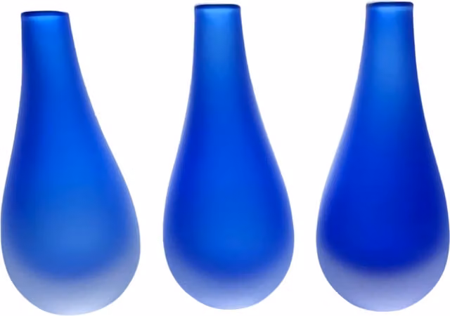 B Living Blue Mouth Blown Coloured Glass Vase Set