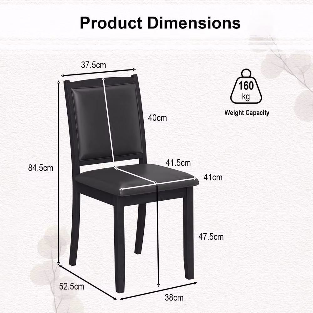 Gymax Black Faux Leather Upholstered Wooden Dining Chair – 2