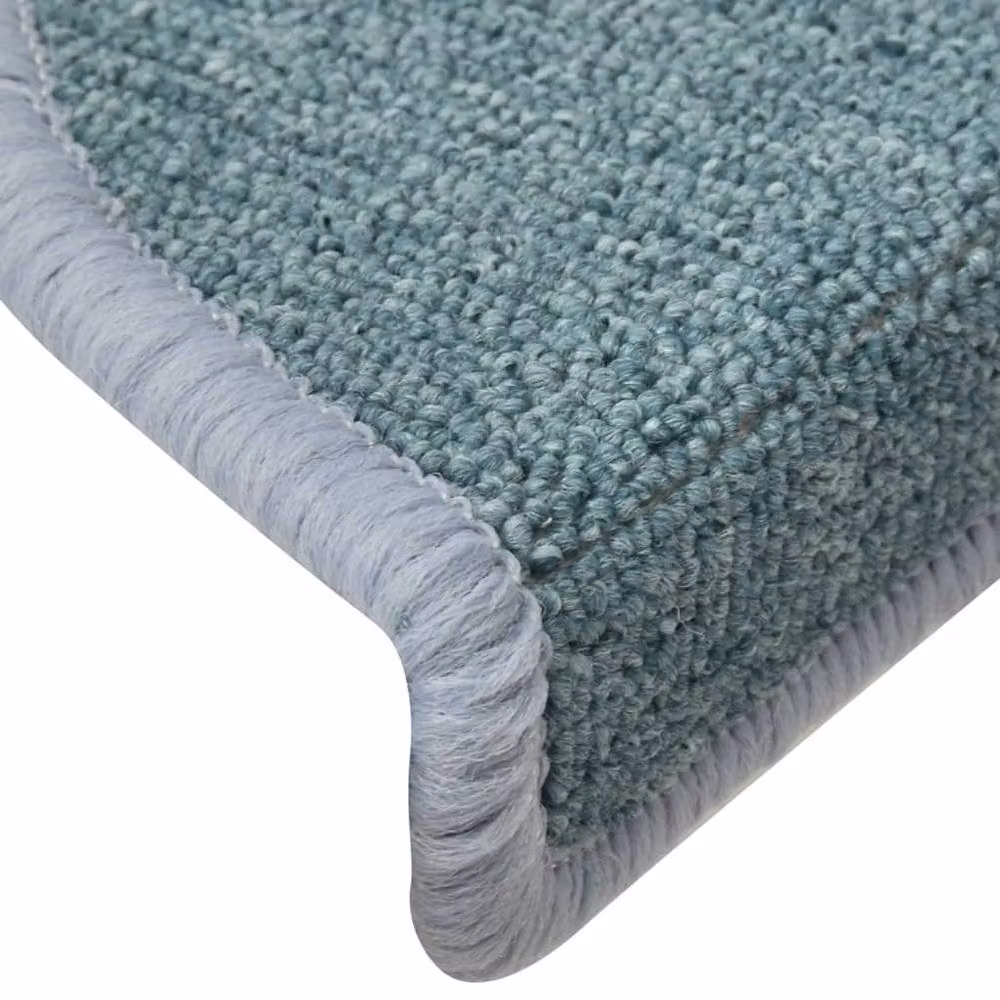 Berkfield Home Self-Adhesive Carpet Stair Treads, 15 Pack, Petrol Blue, W: 56 cm, D: 17 cm, H: 3 cm – 3