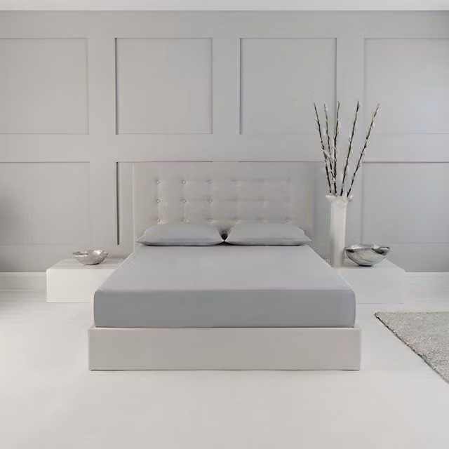 Home Sweet Home UK Snug City Polycotton Plain Fitted Sheet, Light Grey, Double, W/D/H: 140 x 200 x 25 cm