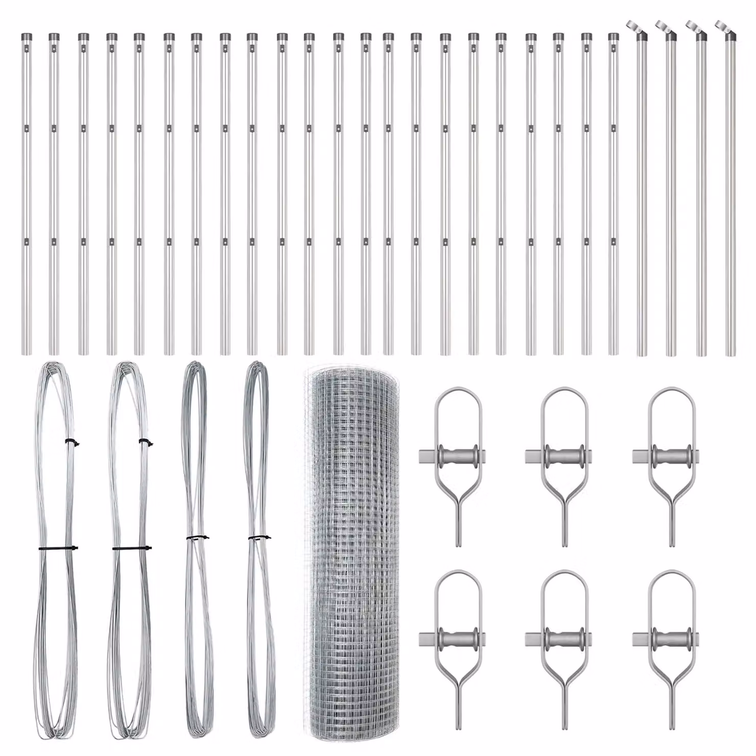 Berkfield Home Single-Bar Welded Wire Fence with 13 Posts, Galvanised Steel, Silver, W: 0.5 m, L: 50 m – 2