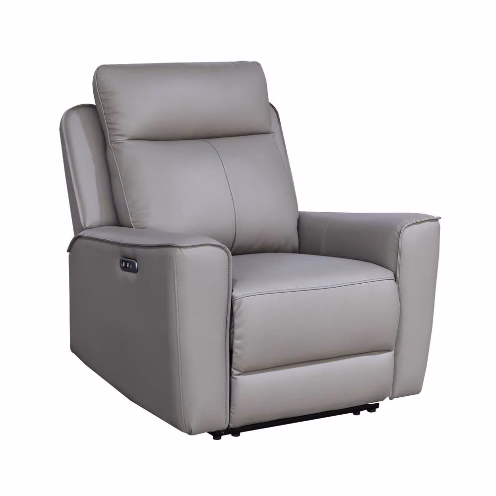 Aspire Rivington Real Leather Power Recliner Armchair with USB Charging in Grey – 2