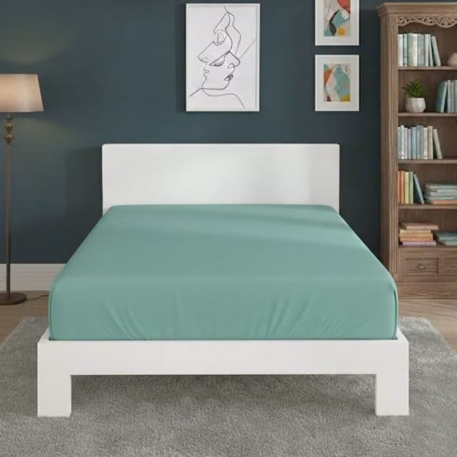 Snug City Single Polycotton Extra Deep Fitted Sheet with Skirt in Mint Green, W/D/H: 90 x 200 x 40 cm – 1