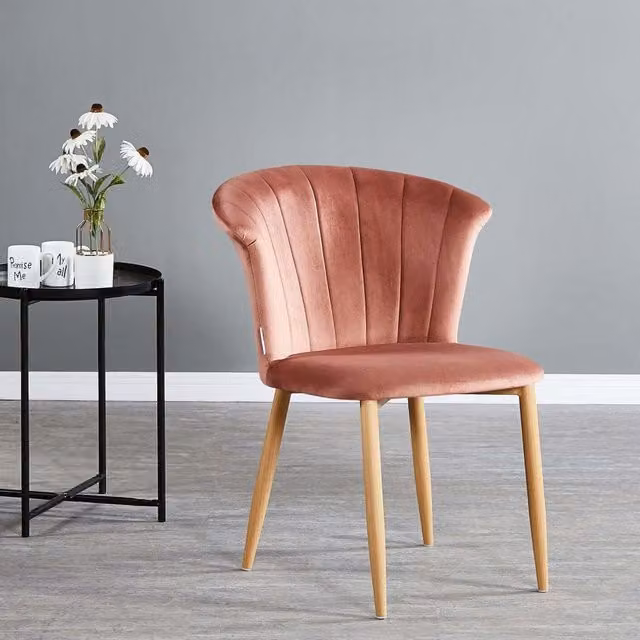 Life Interiors Elsa Velvet Dining Chair in Pink