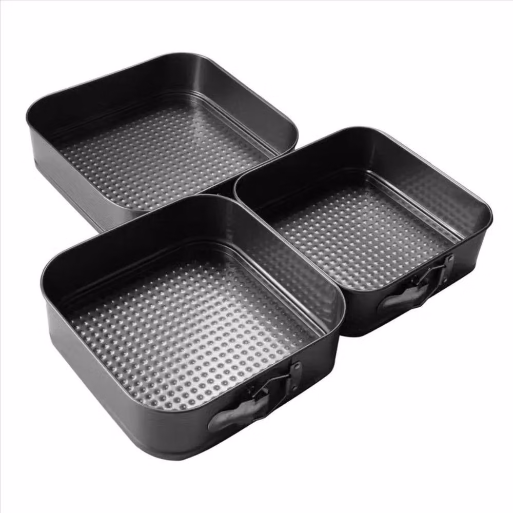 NESTLUNE Black Steel Square Non-Stick Springform Cake Tin, W: 28 cm, H: 15 cm, D: 15 cm – 3