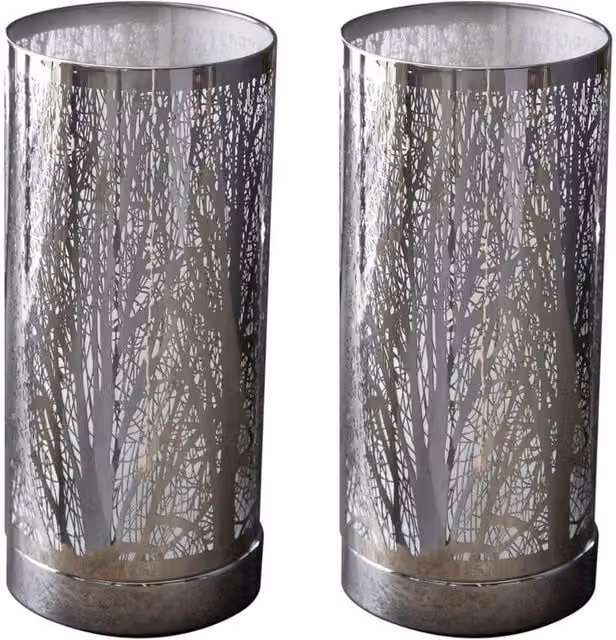First Choice Lighting Morris Set of 2 Chrome Touch Table Lamps, Silver, Height: 26.5 cm