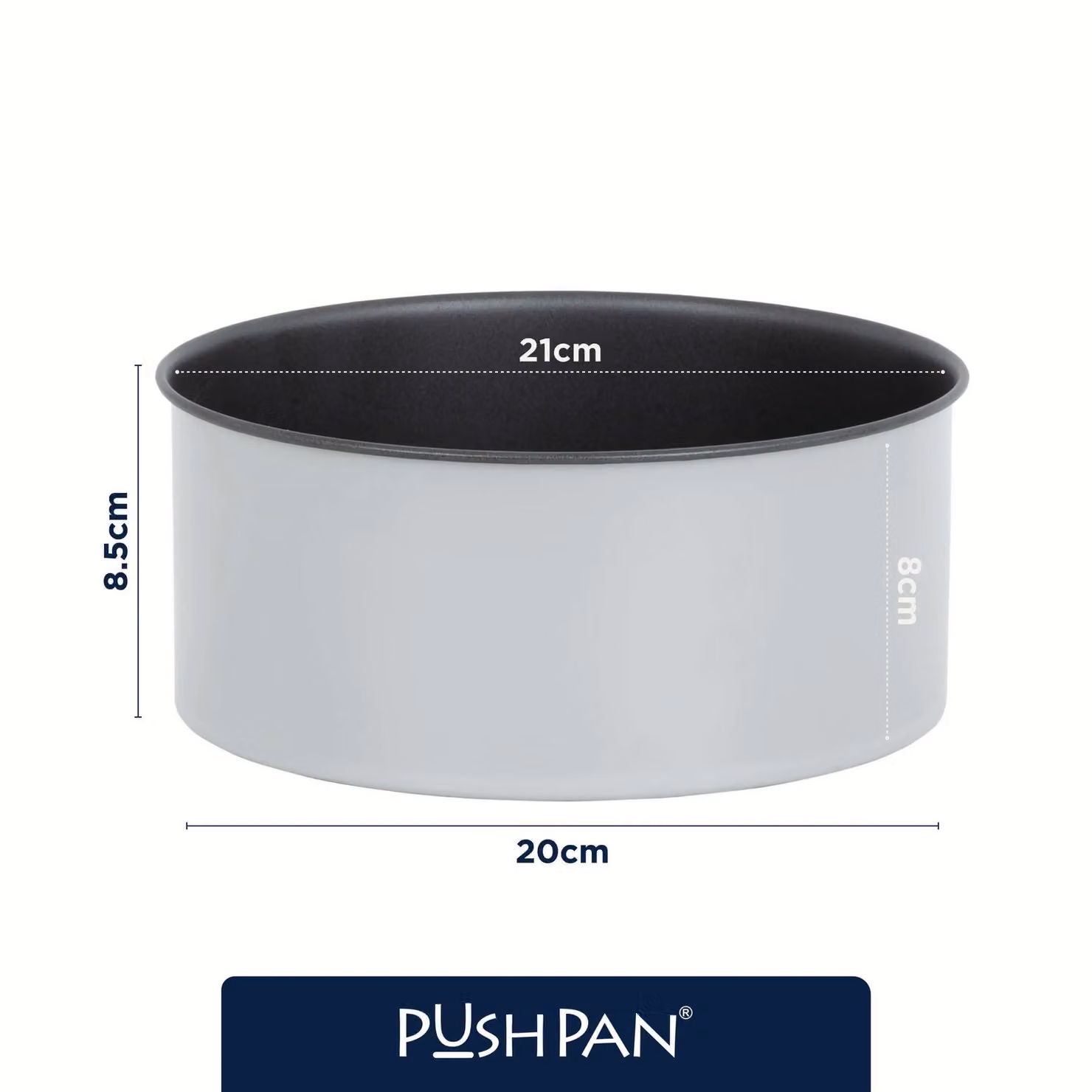 PushPan Set of 2 Non-Stick Round Grey Steel Cake Tins, Diameter: 20 cm, Height: 20 cm – 5