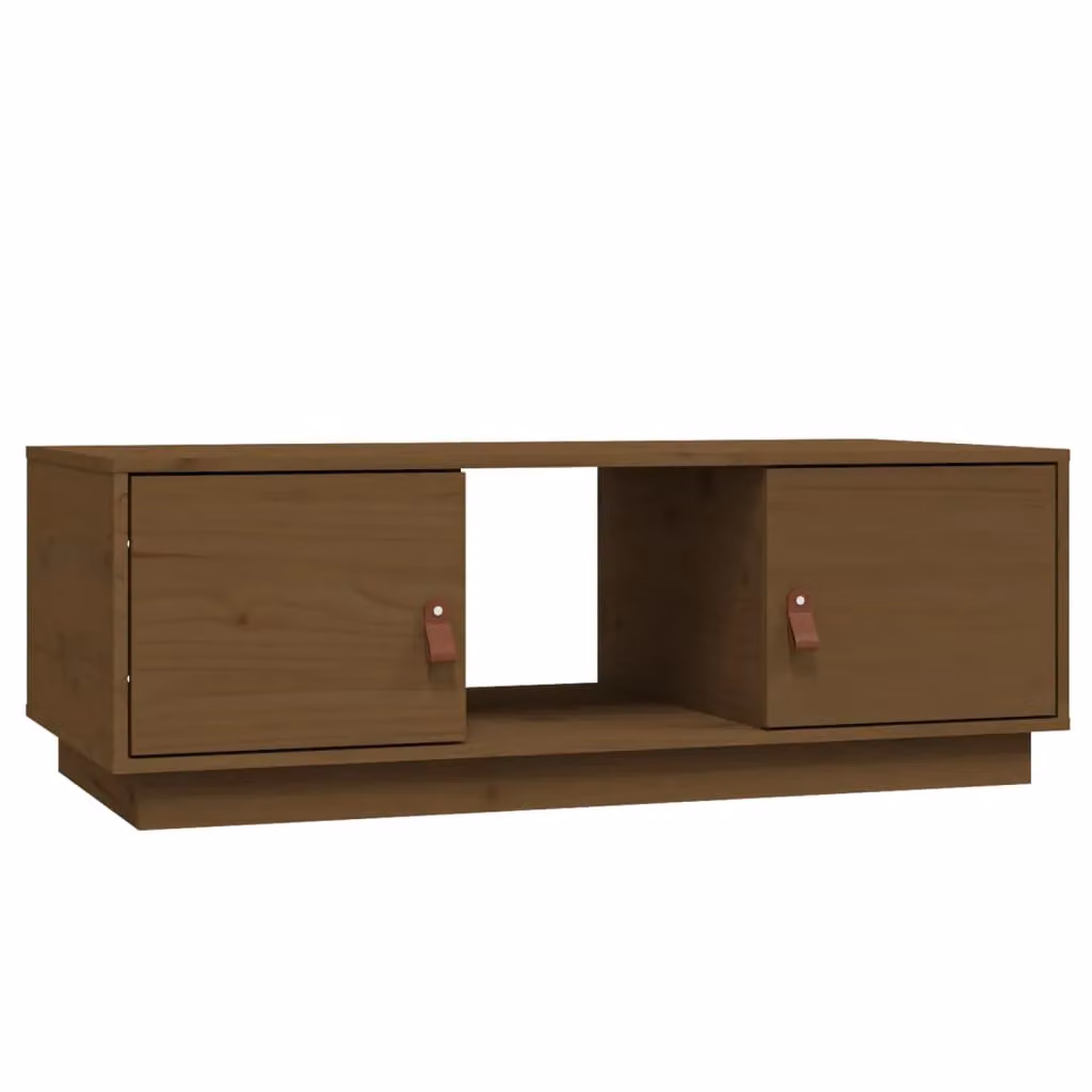 Berkfield Home Rustic Honey Brown Solid Wood Pine Coffee Table W/D/H: 100 x 50 x 35 cm – 2