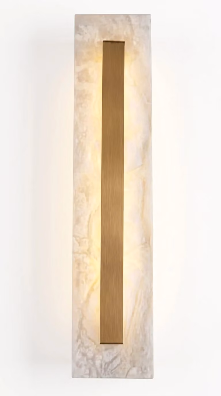 Araco Lumière Frozen Ray Alabaster LED Wall Light in White and Gold/Brass