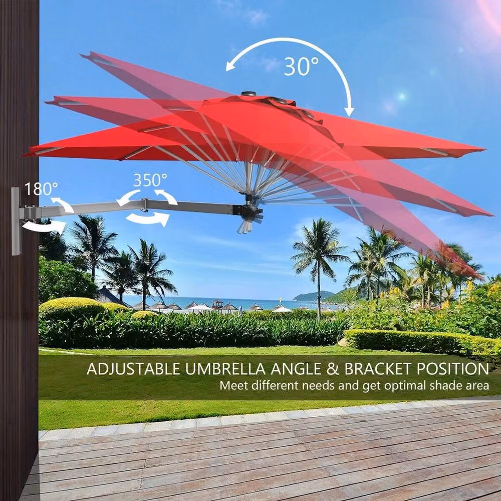 NESTLUNE Red Tilting Sunshade Parasol for Garden and Balcony, W/D/H: 100 x 15 cm – 3