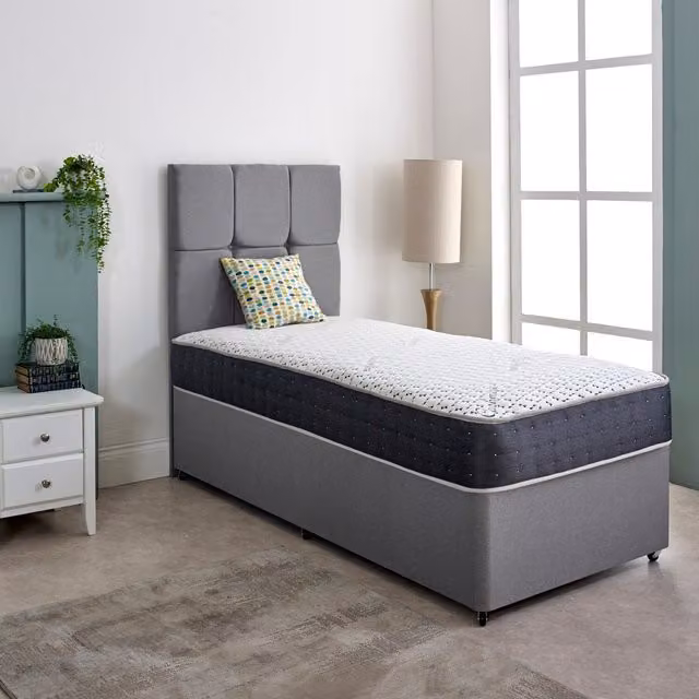 Starlight Beds Alpaca Silk Pocket Spring Rebound Mattress with Wool and Cotton in Black and Grey, W/D/H: 120 x 200 cm