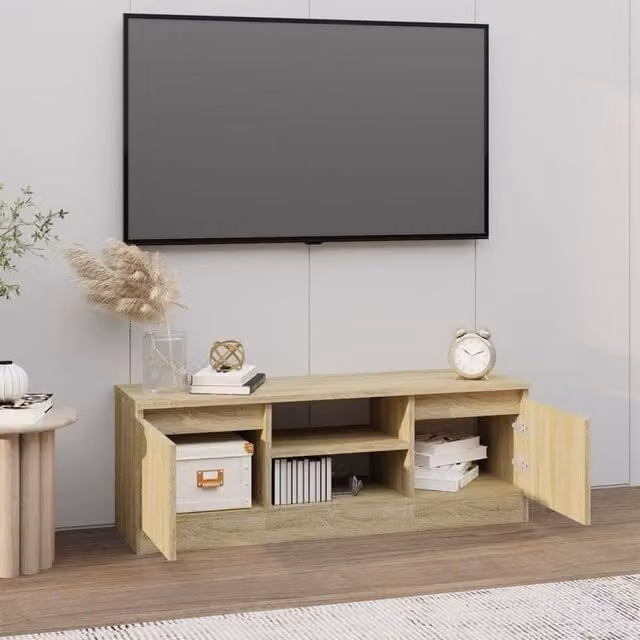 Berkfield Home Modern TV Cabinet with Door in Sonoma Oak, Light Brown, W/D/H: 102 x 30 x 36 cm