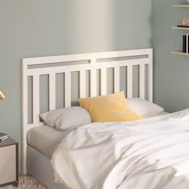 Berkfield Home White Rustic Solid Pine Wood Bed Headboard W/D/H: 166 x 4 x 100 cm