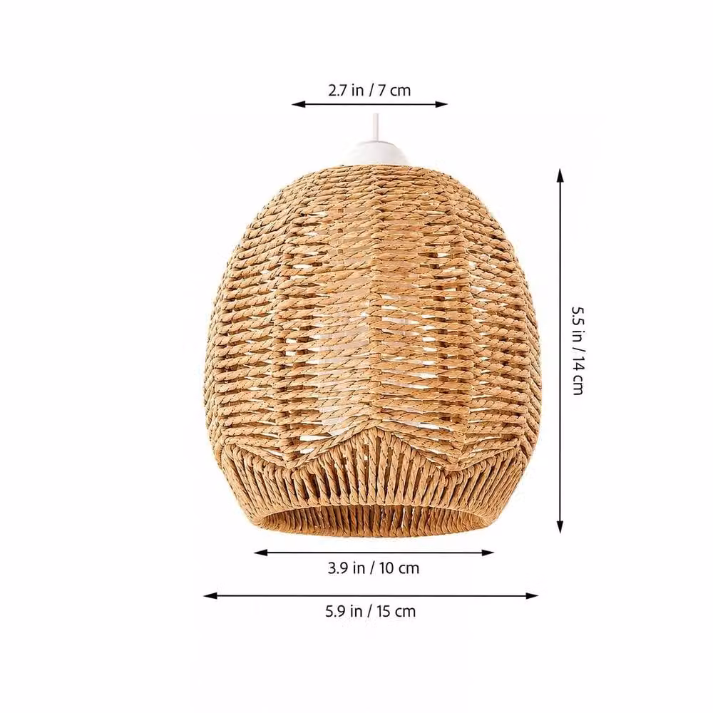PAWNORA 2 Pack Hand Woven Rattan Dome Pendant Light Shades in Beige