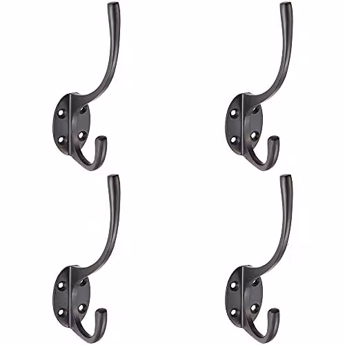 Loops 4 Pack Victorian Hat and Coat Hooks on Oval Backplate, Matt Black