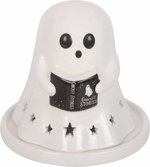 Something Different Ghost Stories Tealight and Incense Cone Holder in White Ceramic