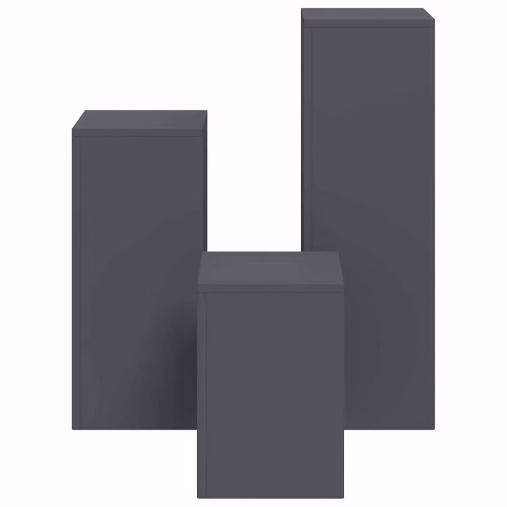 Berkfield Home 3-Piece Anthracite Steel Outdoor Plant Stand Set in Dark Grey – 3