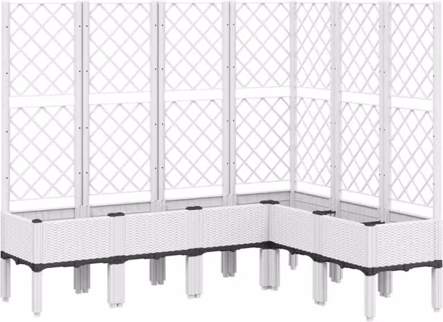 Berkfield Home Garden Planter with Trellis in White, W/D/H: 160 x 120 x 142 cm – 1