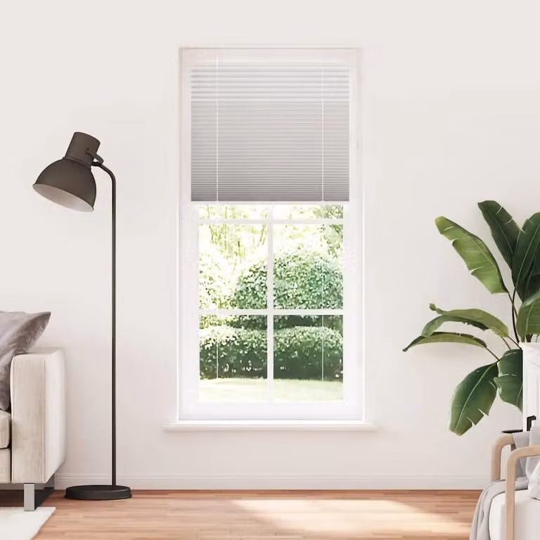 Berkfield Home Single Pleat Polyester Blind in Light Grey, W: 90 cm, H: 200 cm