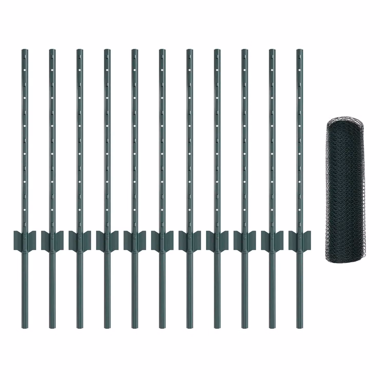 Berkfield Home Green Steel Hexagon Fence and U-Channel Fence Posts Set, 11 pcs, Height: 60 cm, 0.6 x 25 m – 2