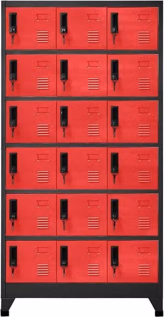 Berkfield Home Modern Steel Locker Cabinet in Anthracite and Red, W/D/H: 90 x 40 x 180 cm – 1