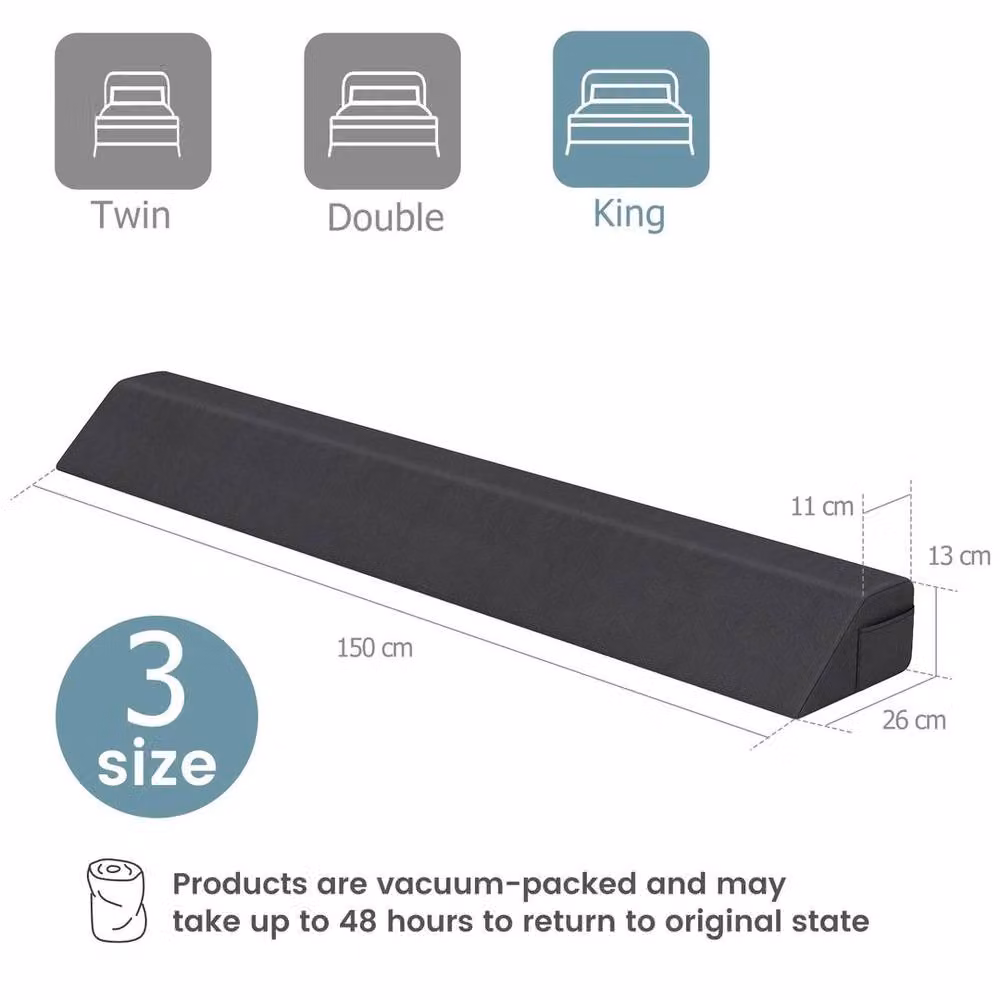 KORVIXA King Size Memory Foam Wedge Pillow for Bed with Headboard and Mattress Filler, Dark Grey – 2