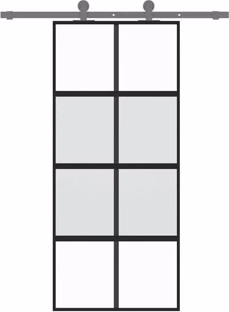Berkfield Home Black Sliding Door with Transparent Tempered Glass and Aluminium, W: 90 cm, H: 205 cm
