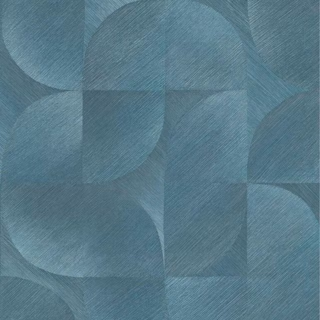 Erismann Geometric Abstract Nature Vinyl Wallpaper in Blue and Petrol, W/H: 53.0 x 64.0 cm
