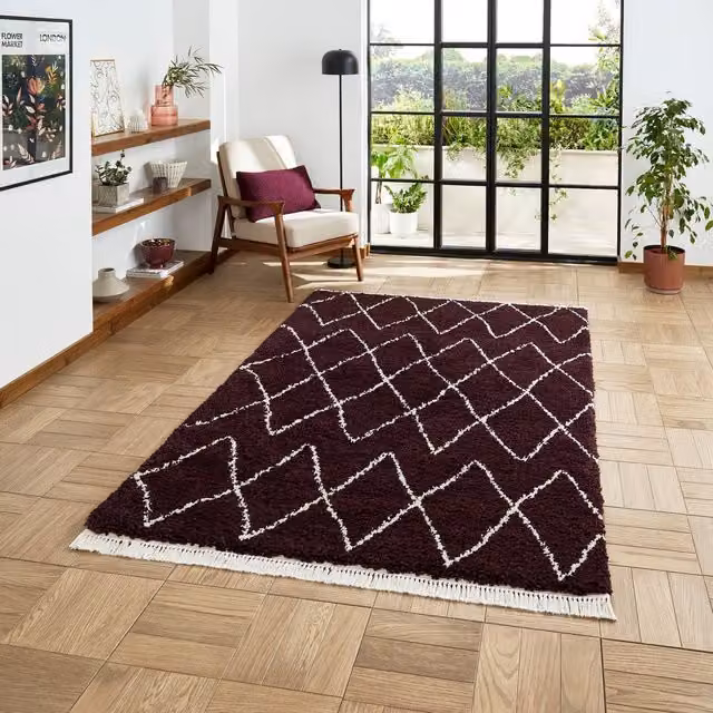 Terrys Boho 8280 Shaggy Rectangular Rug in Purple