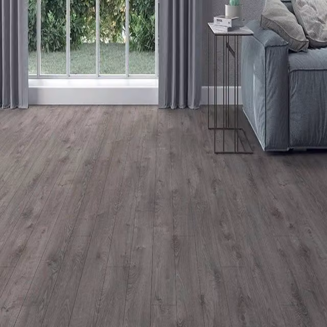 AGT EfftPre Wood Effect Click Laminate Flooring in Dark Grey
