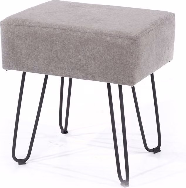 Core Products Ltd Aspen Grey Upholstered Rectangular Stool with Black Metal Legs