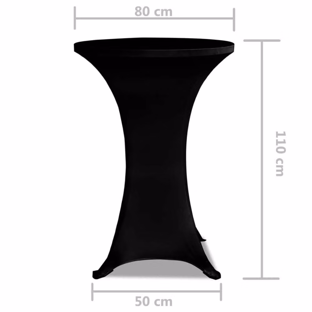 Berkfield Home Black Stretch Standing Table Covers, 2 Pack, Diameter: 80 cm – 4