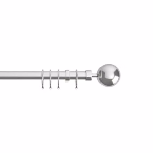 New Edge Blinds Finesse Extendable Metal Curtain Pole in Silver, 170 cm