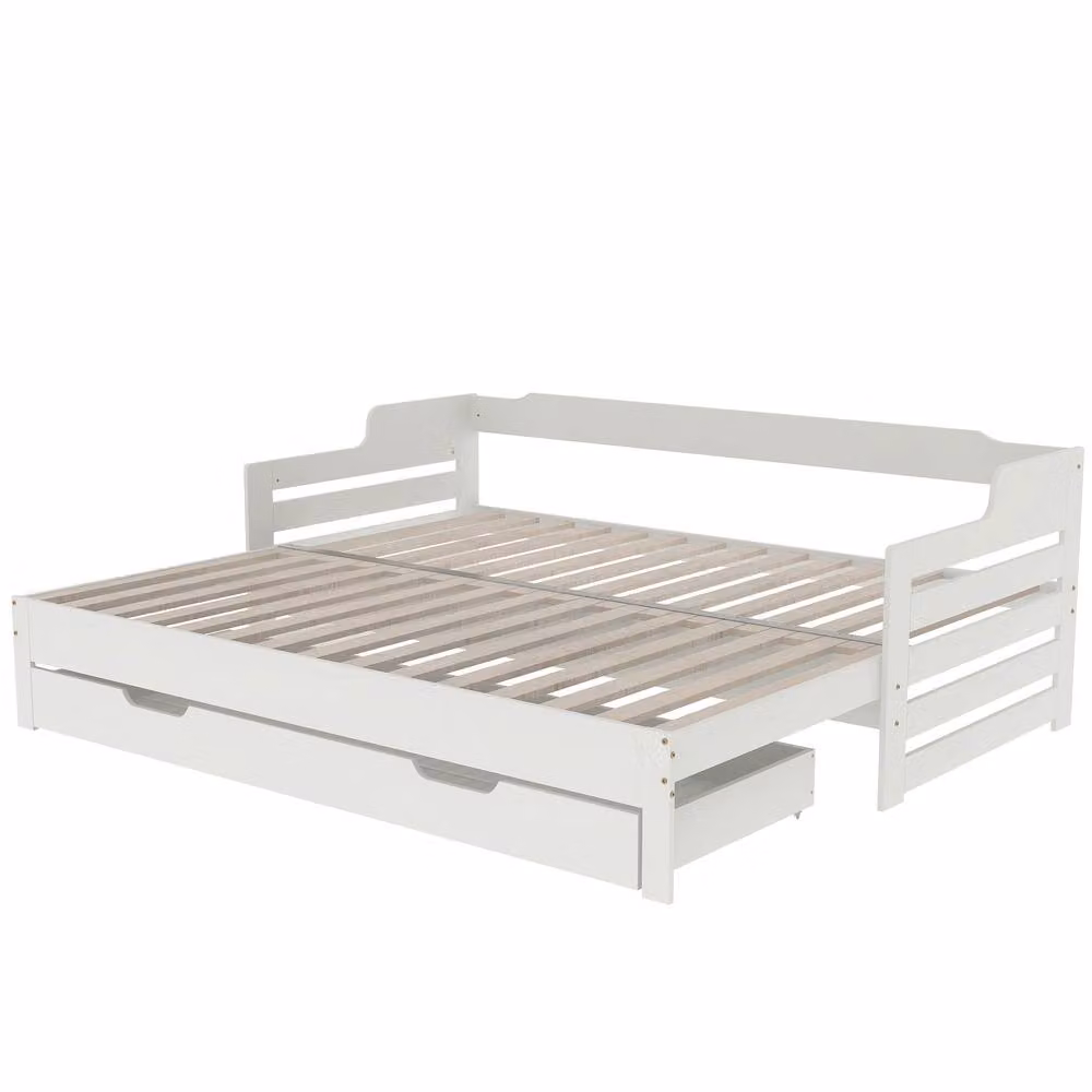 Merax White Daybed with Storage Drawer and Trundle, W/D/H: 190 x 90 x 66 cm – 3