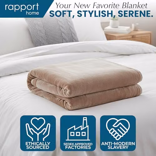 Rapport Home Beige Faux Fur Polyester Throw Blanket, W/D/H: 150 x 200 cm – 4