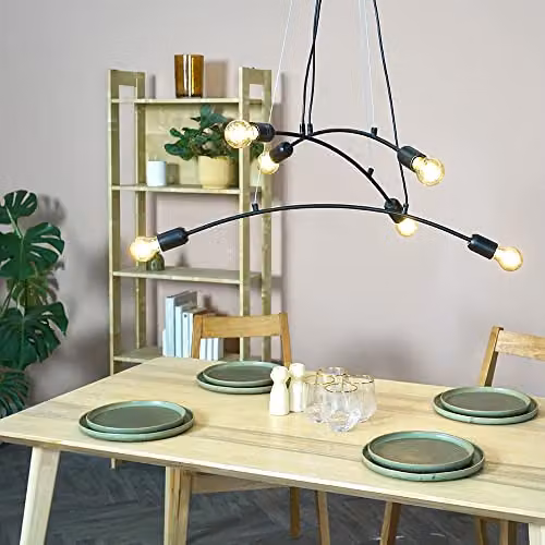 ValueLights Sandie 6 Way Industrial Black Metal Suspended Bar Ceiling Light Fitting – 2