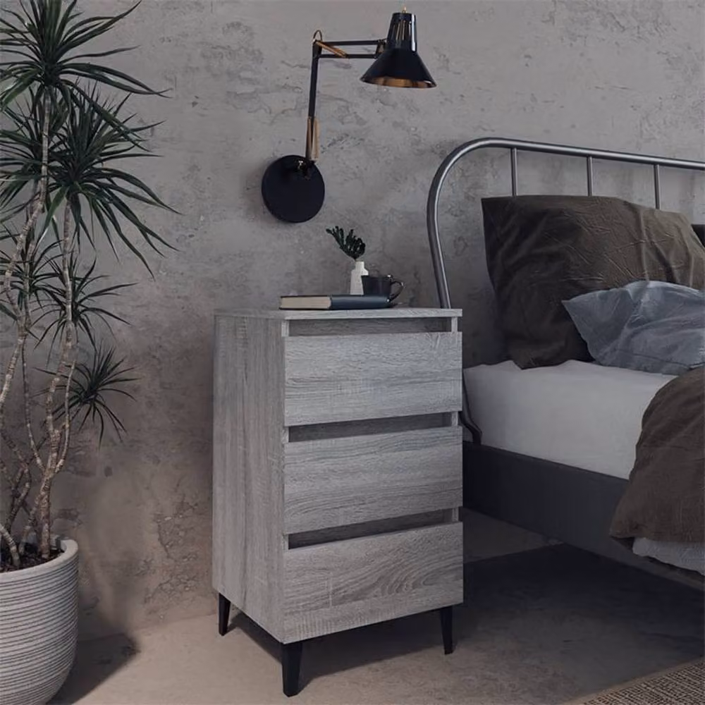 Berkfield Home Sturdy Bed Cabinet with Metal Legs in Grey Sonoma, W/D/H: 40 x 35 x 69 cm – 2
