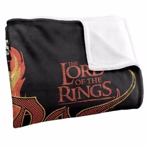 Warner Bros. Lord Of The Rings Moria Balrog Flames Super Soft Fleece Throw Blanket, Multicolour, W: 152 cm, D: 127 cm – 2