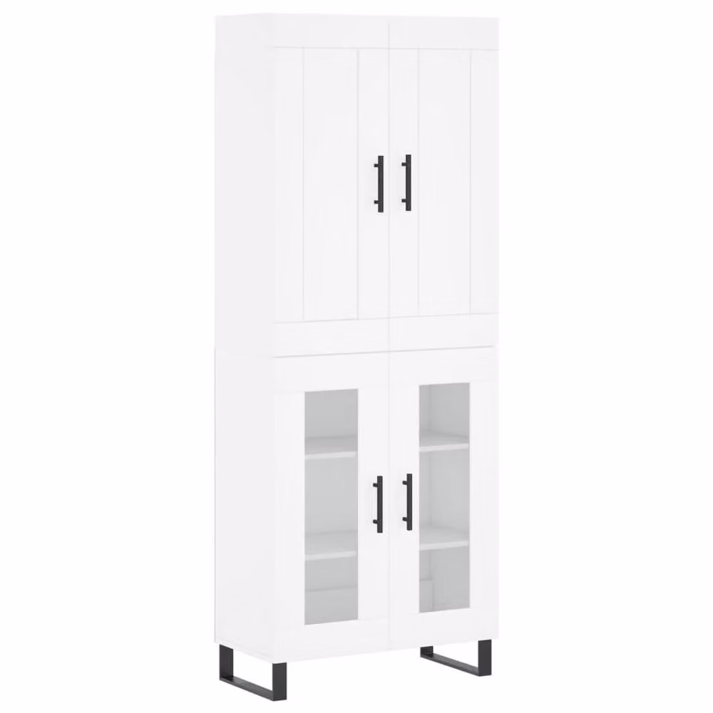 Berkfield Home Modern White Highboard with Glass Hinged Doors, W/D/H: 69.5 x 34 x 180 cm – 2