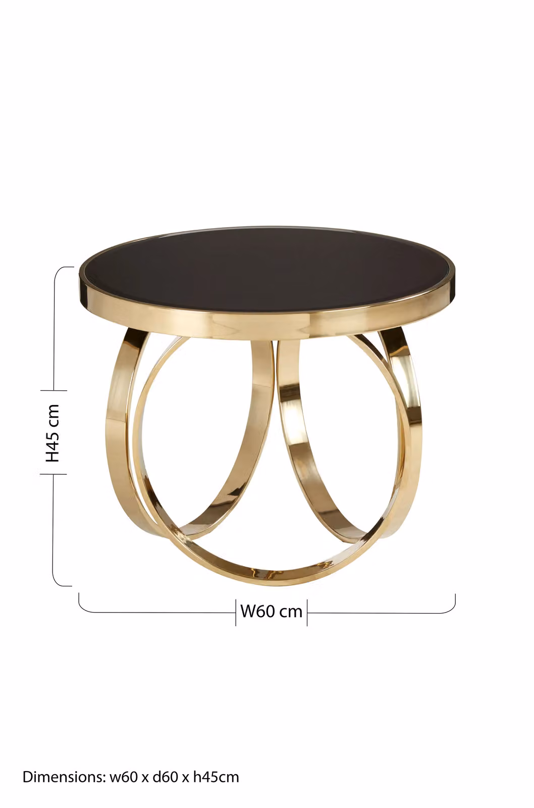 Orsina Modern Round Glass Coffee Table in Black and Gold, W/D/H: 60 x 60 x 45 cm – 5