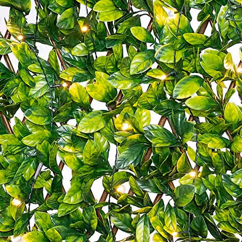 Primrose Green Artificial Laurel Leaf Extendable Trellis Hedge Screening W: 200 cm, H: 100 cm – 3