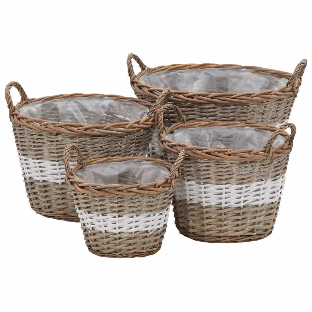 Berkfield Home 4 Piece Brown Wicker Raised Bed with PE Lining – 2