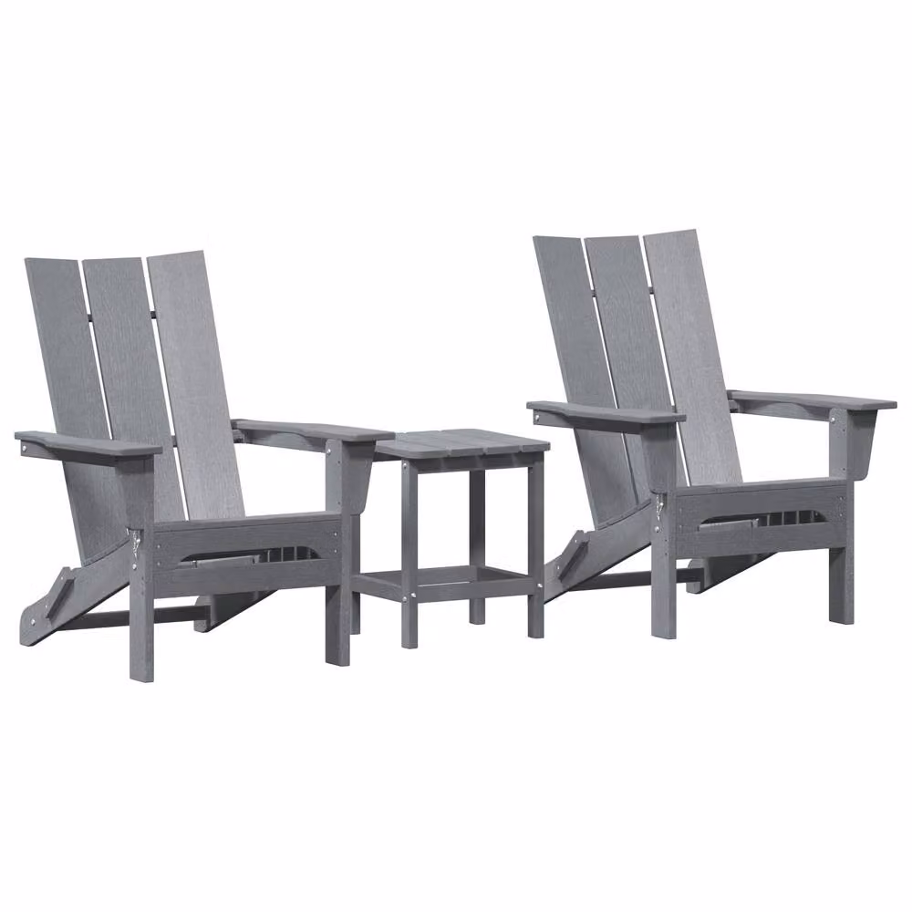 Berkfield Home 3 Piece Modern Garden Lounge Set in Light Grey HDPE – 2