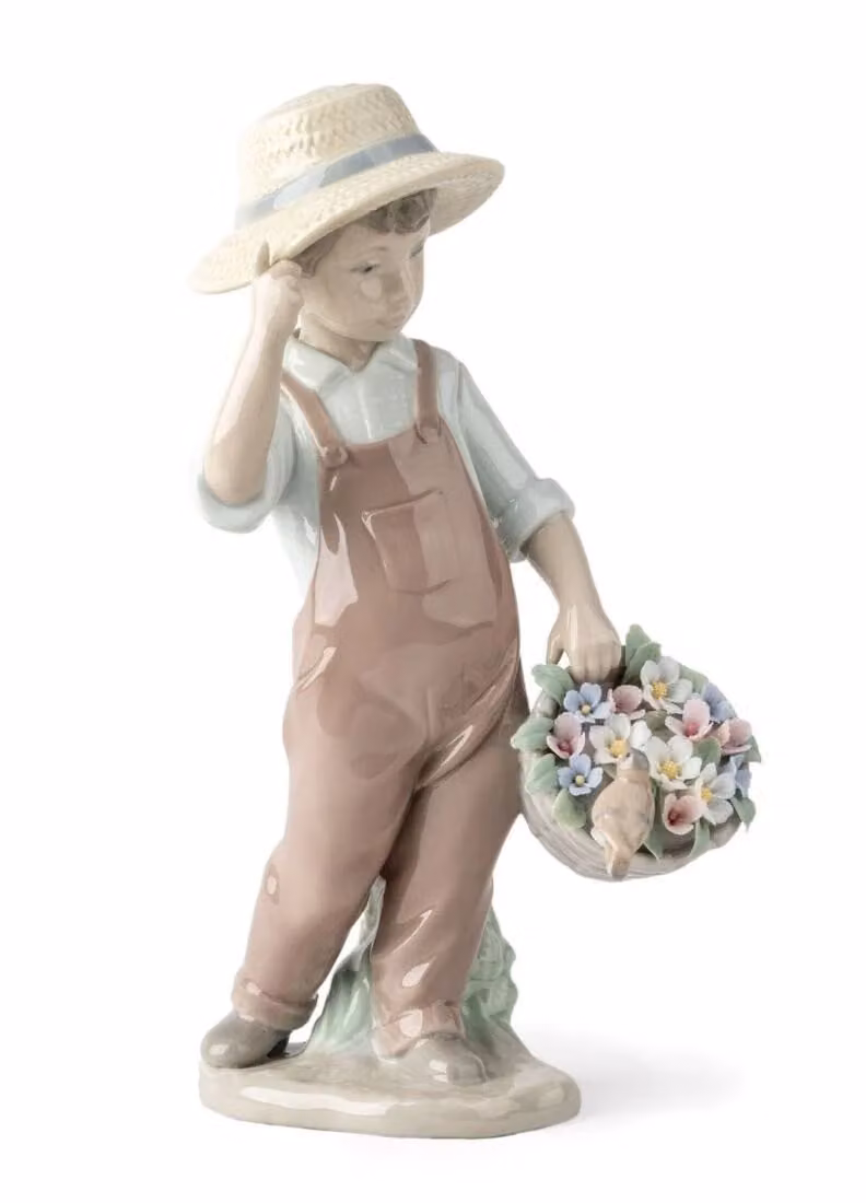 Lladró My Happy Friend Boy Porcelain Figurine in Multicolour